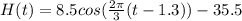 H(t) = 8.5cos(\frac{2\pi}{3}(t-1.3))-35.5
