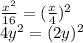 \frac{x^2}{16} = (\frac{x}{4} )^2\\4y^2=(2y)^2