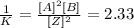\frac{1}{K} =\frac{[A]^2[B]}{[Z]^2}=2.33