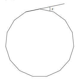 The following figure is a 15 sided regular polygon what is the x value shown in the diagram