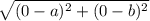 \sqrt{(0-a)^2+(0-b)^2}