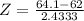 Z = \frac{64.1 - 62}{2.4333}