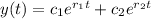 y(t)=c_1e^{r_1t} +c_2e^{r_2t}