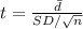 t=\frac{\bar d}{SD/\sqrt{n}}