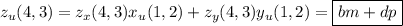 z_u(4,3)=z_x(4,3)x_u(1,2)+z_y(4,3)y_u(1,2)=\boxed{bm+dp}
