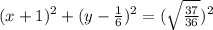 (x+1)^2+(y-\frac{1}{6} )^2=(\sqrt{\frac{37}{36}} )^2