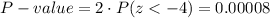 P-value=2\cdot P(z