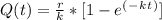 Q(t) = \frac{r}{k}* [ 1 - e^(^-^k^t^) ]