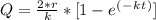 Q = \frac{2*r}{k} * [ 1 - e^(^-^k^t^) ]