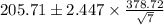 205.71\pm 2.447\times \frac{378.72}{\sqrt{7} }