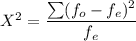 X^2 = \dfrac{\sum (f_o-f_e)^2}{f_e}