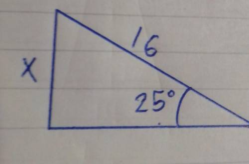 Calculate the length of the opposite side of a right triangle with a hypotenuse of 16 inches and ang