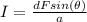I   =  \frac{d Fsin(\theta)}{a}