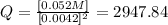 Q=\frac{[0.052 M]}{[0.0042]^2}=2947.84