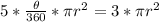 5 * \frac{\theta}{360} * \pi r^2 = 3 * \pi r^2