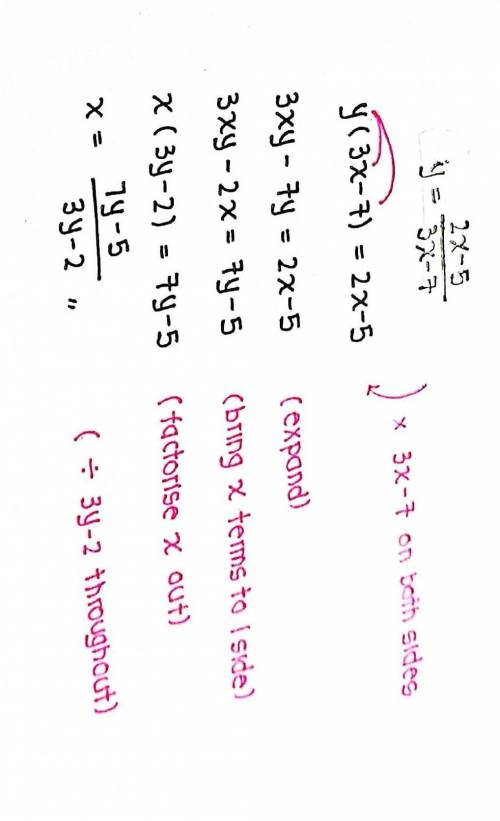 Y=2x-5/3x-7, make X subject