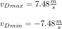v_D_{max}=7.48\frac{m}{s}\\\\v_D_{min}=-7.48\frac{m}{s}\\\\