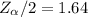 Z _\alpha /2 = 1.64