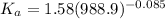 K_a = 1.58 (988.9)^{-0.085