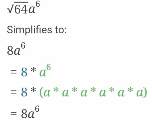 Which expression is equivalent to 
squrt 64a^6
