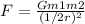 F = \frac{Gm1m2}{(1/2r)^2}