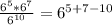 \frac{6^5 * 6^7}{6^{10}} = 6^{5+7-10}