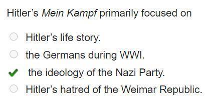 please ASAP Hitler’s Mein Kampf primarily focused on Hitler’s life story. the Germans during WWI. th