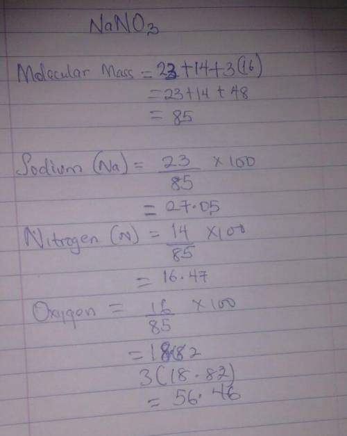 Calculate the percentage by mass of all the components element in sodium trioxonitrate(v)