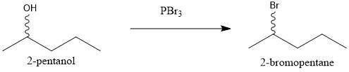 Draw the product of the reaction between 2-pentanol and PBr3. You do not have to consider stereochem