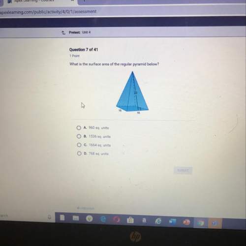 What is the surface area of the regular pyramid below?  a. 960 sq. units b. 1536 s