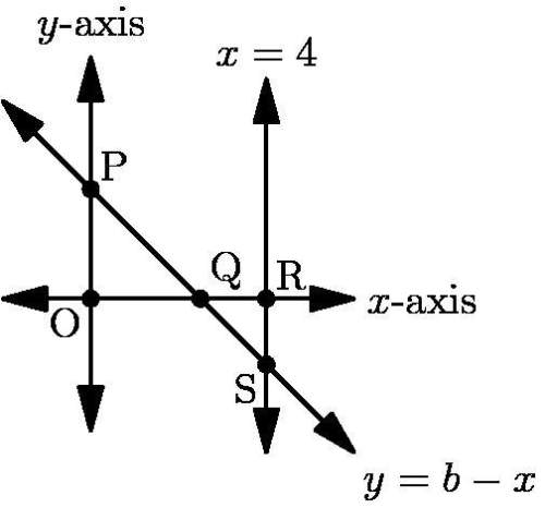 The line $y = b-x$ with $0 &lt; b &lt; 4$ intersects the $y$-axis at $p$ and the line $x=4$ at $s$