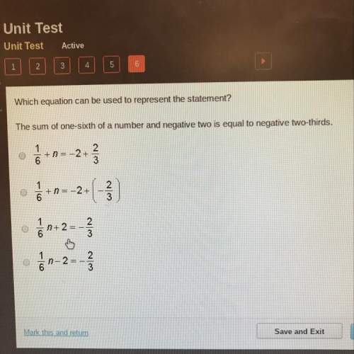 Which equation can be used to represent the statement?  the sum of one-sixth of a number and n