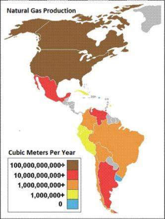 Which of the following statements is true based on the map?  mexico has the highest amou