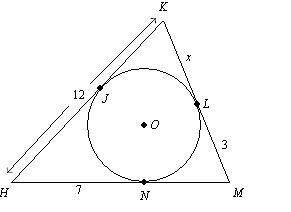 Find x. assume that segments that appear tangent are tangent. a. 7 b. 5 c. 9