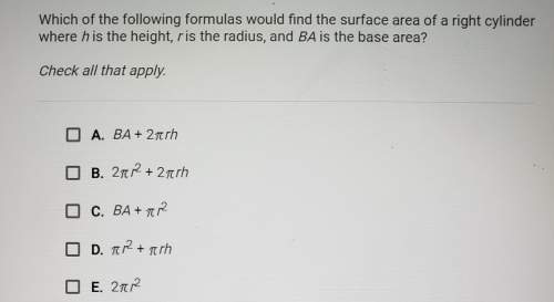 Which of the following formulas would find the surface area of a right cylinder where h is the heigh