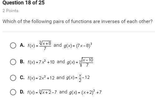 Which of the following pair of functions are inverses of each other?