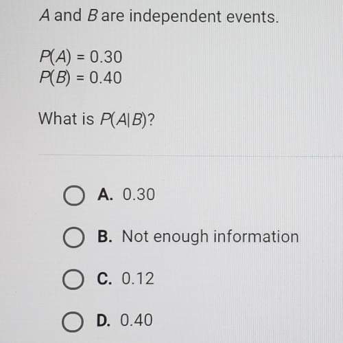Aand b are independent events.  p(a)=0.30  p(b)=0.40  what is p(a/b)?