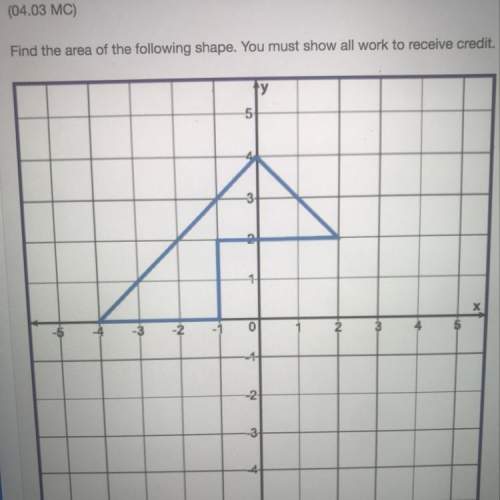 Find the area of the following shape. you must show all work to receive credit.