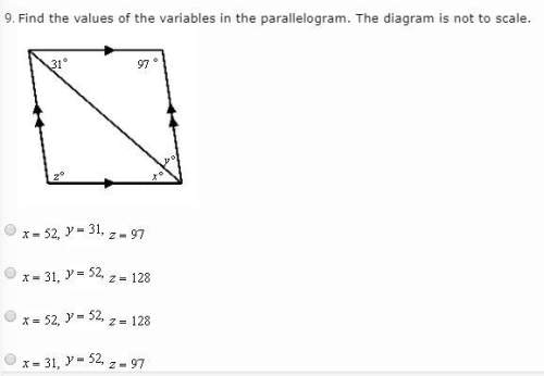 Find the values of the variables in the parallelogram. the diagram is not to scale.
