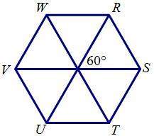 The regular hexagon has an interior angle of 60°. what is the angle of rotation when vertex r is map