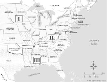 Which area on the map shows the border states?  a. i