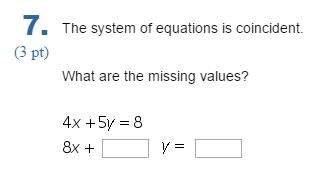 The system of equations is coincident.what are the missing values?