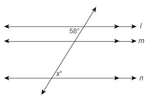 Lines l, m, and n are parallel. what is the value of x?  here is the picture