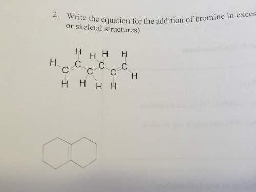 Write the equation for the addition of bromine in excess to the following molecules (use line or ske