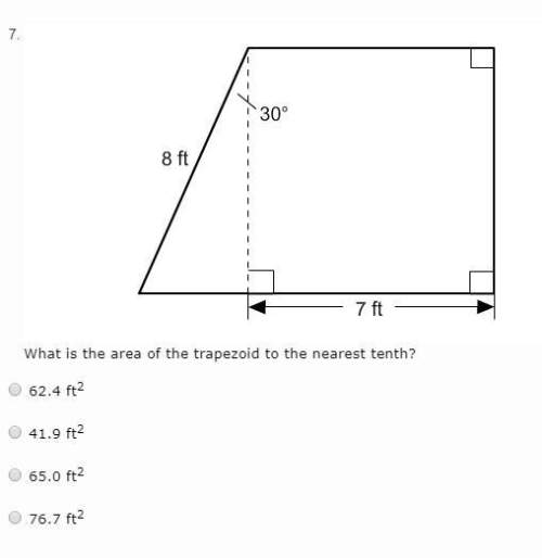 What is the area of the trapezoid to the nearest tenth?  picture below
