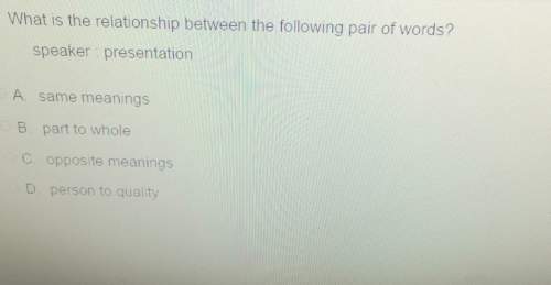 What is the relationship between the following pair of words? speaker presentationa. same meaningsb.