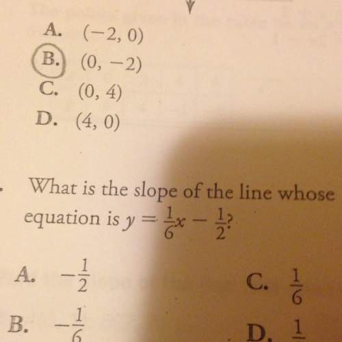 What is the slope of this line whose equation is y=1/6x-1/2