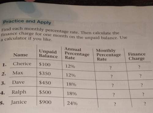 Find each monthly percentage rate . then calculate the finance charge for one month on the unpaid ba