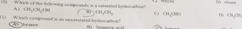 10) which of the following compounds is a saturated hydrocarbon? a) ch3ch2oh b) ch ch c) ethyne co