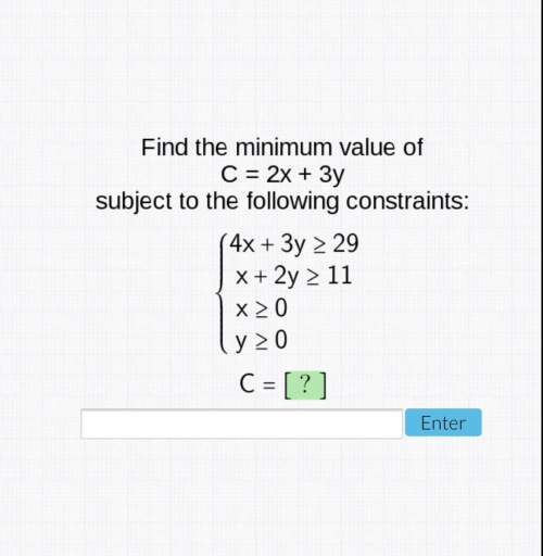 Find the minimum value of c=2x+3y subject to the following constraints
